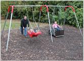 2 Bay ADA Swing Set with wheelchair platform and JennSwing seat